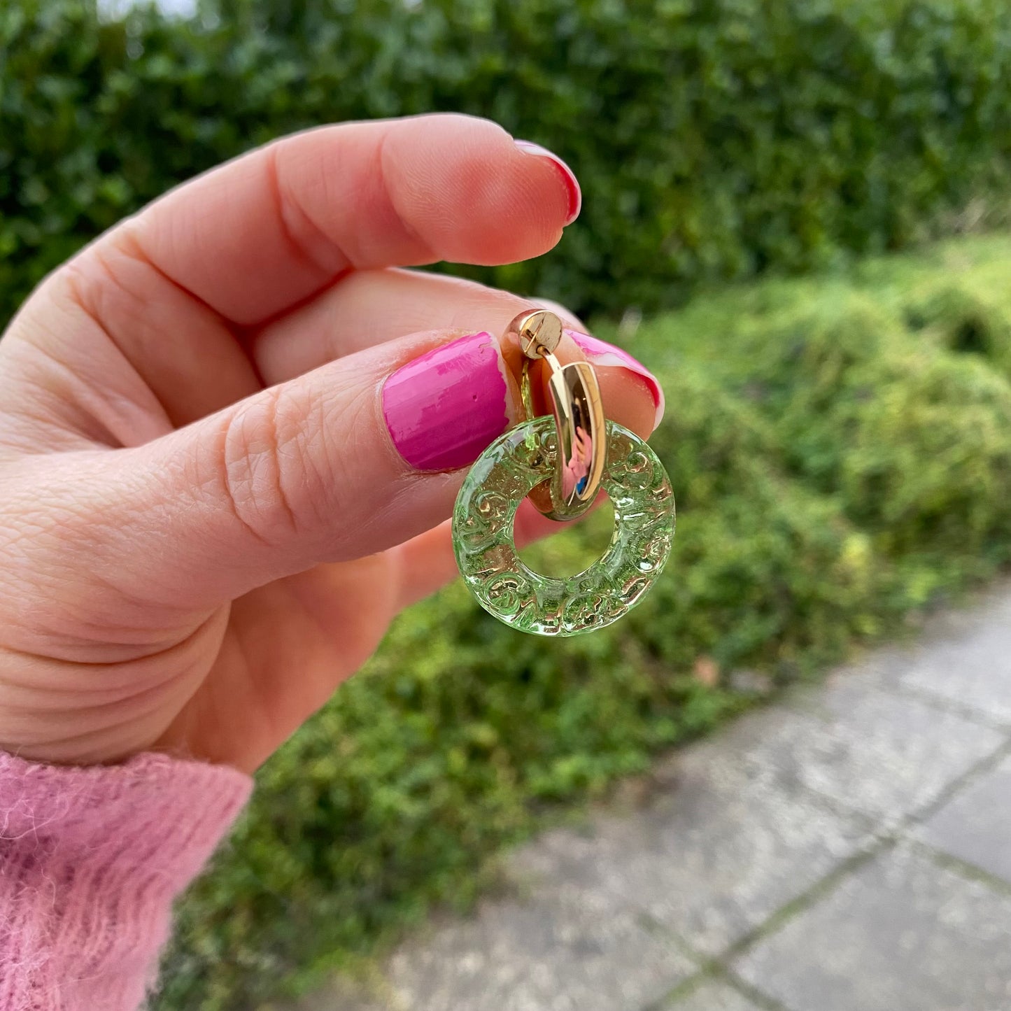 Glass donut single hoop ørering